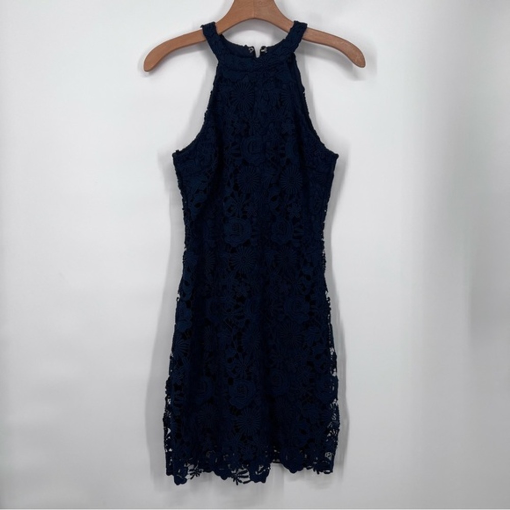 Lulu’s Love Poem Navy Blue Lace Mini Dress - Picture 2 of 5